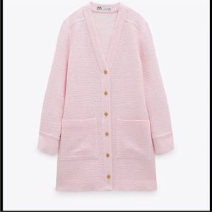Zara textured pink button dress